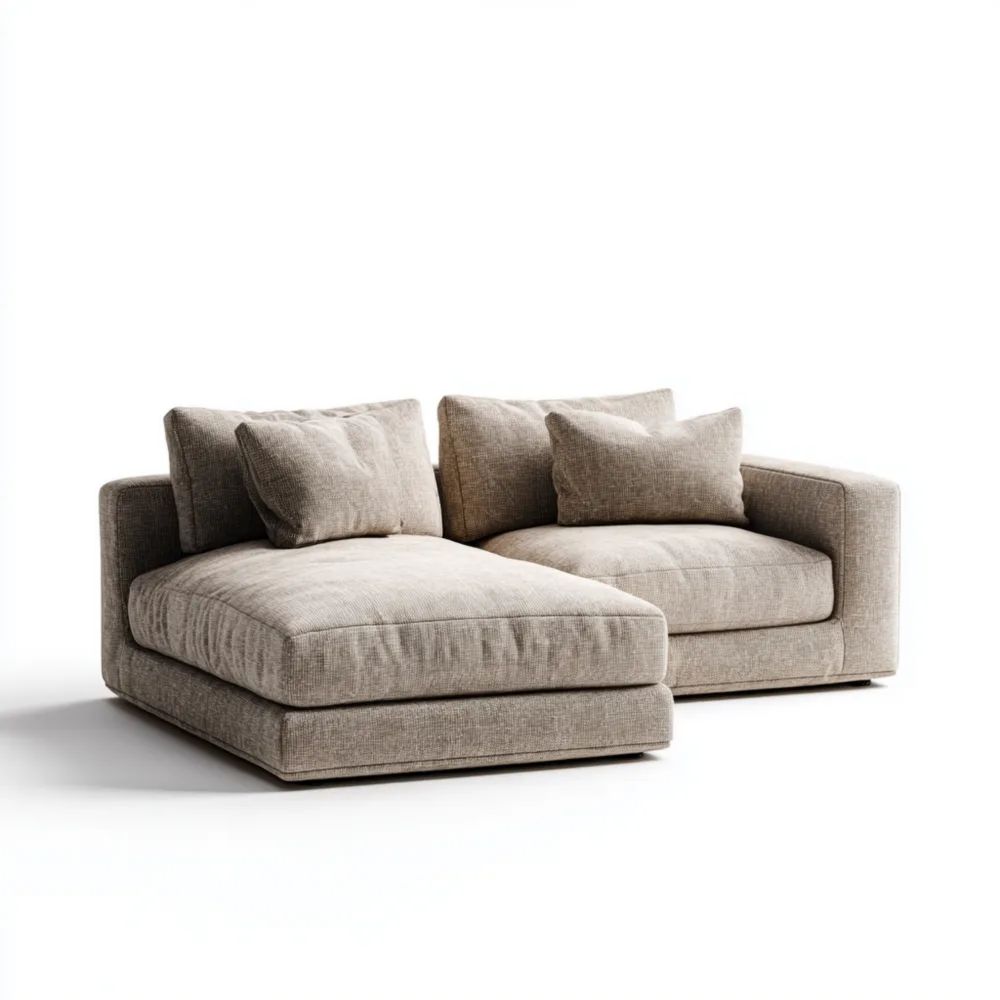 Ecksofa Leinwandstoff 200x95x85 cm – Beige – Modernes Design