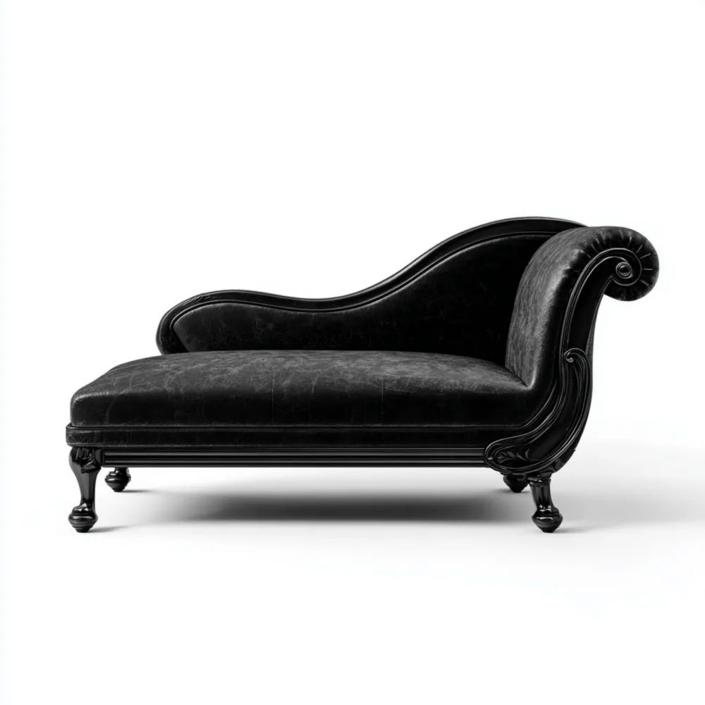 Chaiselongue Leder 180x70x90 cm - Schwarz - Klassisches Design