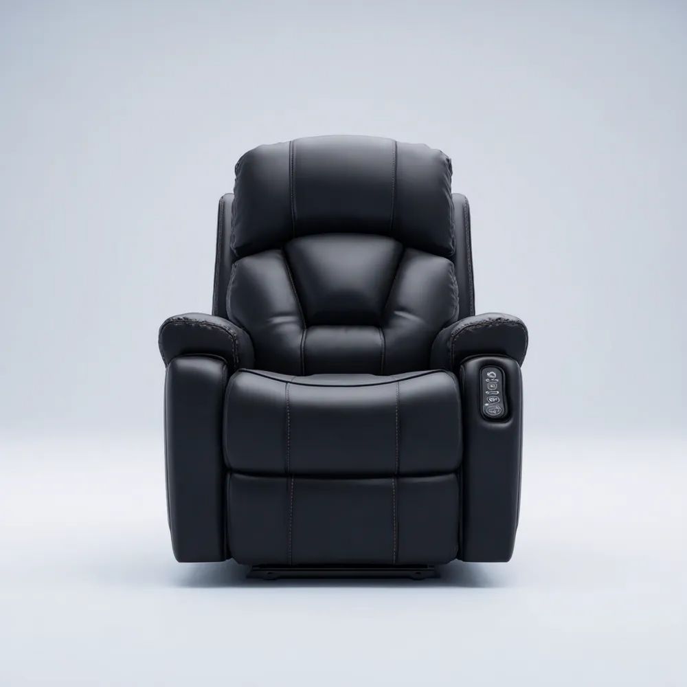 Relaxsessel Leder 95x85x105 cm – Schwarz – Elektrische Massagefunktion