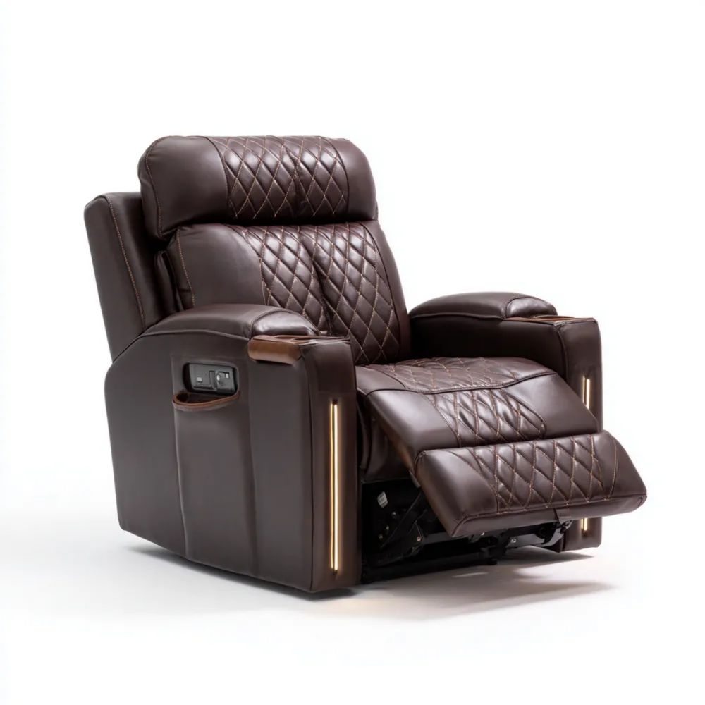 Relaxsessel Echtleder 90x95x100 cm - Dunkelbraun - Verstellbar, Modernes Design