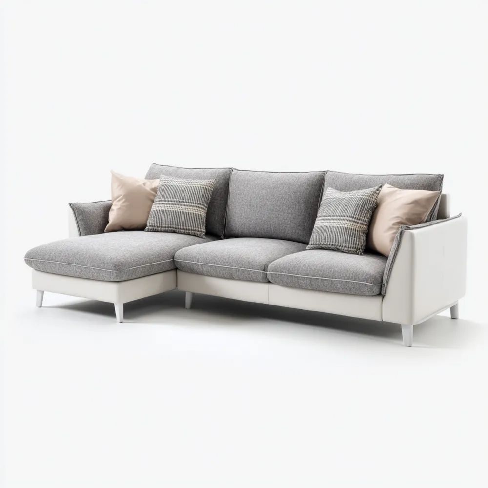 L-förmiges Ecksofa Stoff Polsterung 250x150x85 cm – Hellgrau – Modernes Design