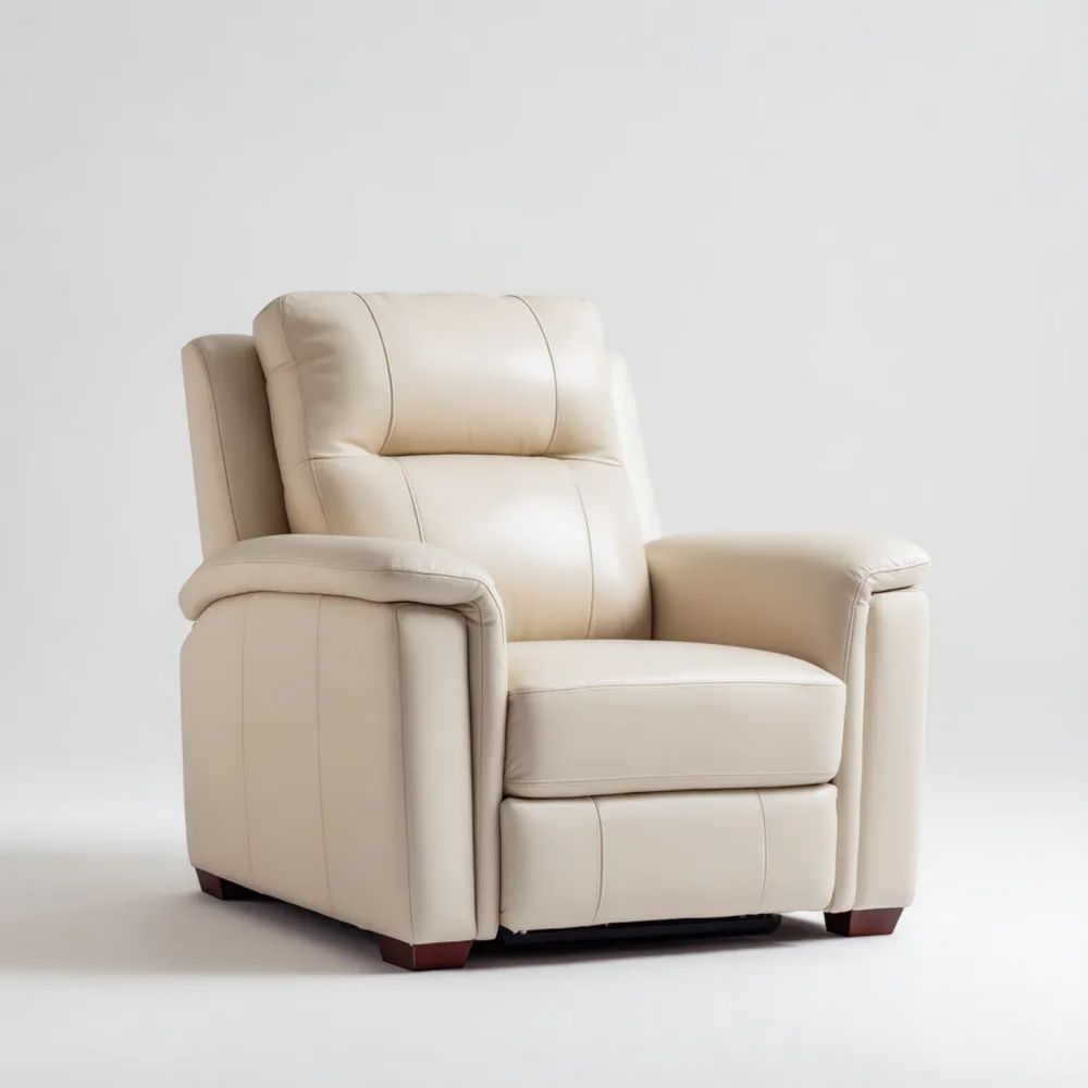 Leder Sessel 100x90x80 cm - Creme - Verstellbarer Komfort