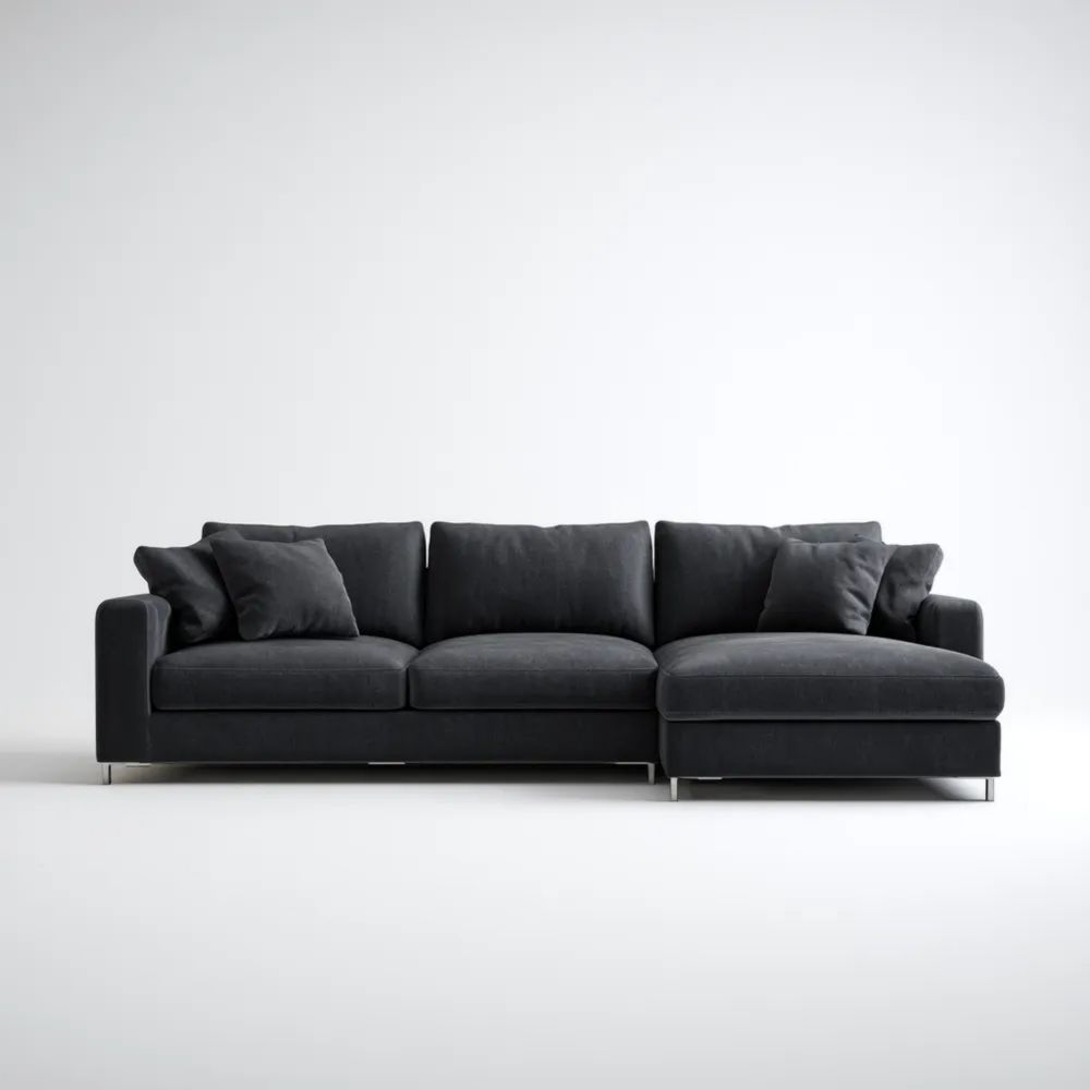 Ecksofa mit Stoffpolsterung 290x150x85 cm - Dunkelgrau - Modernes Design