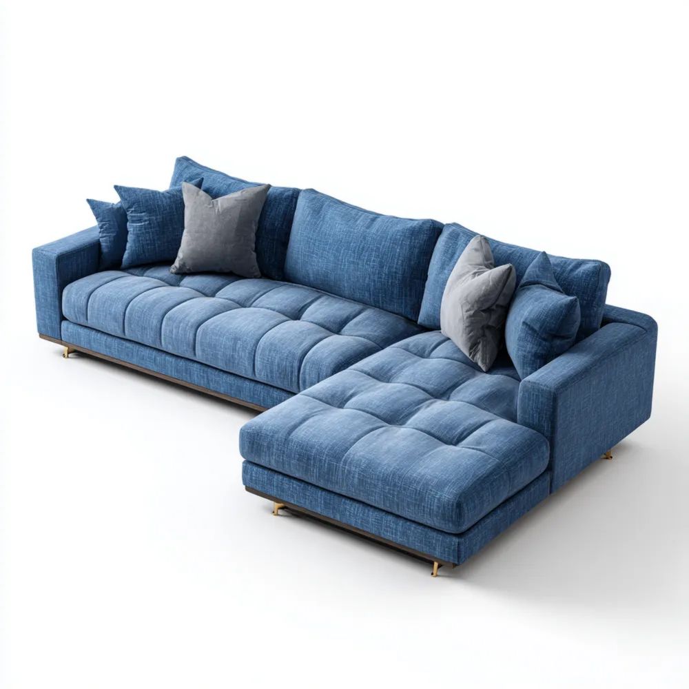Ecksofa Stoff 300x200x85 cm – Blau – Modernes Design