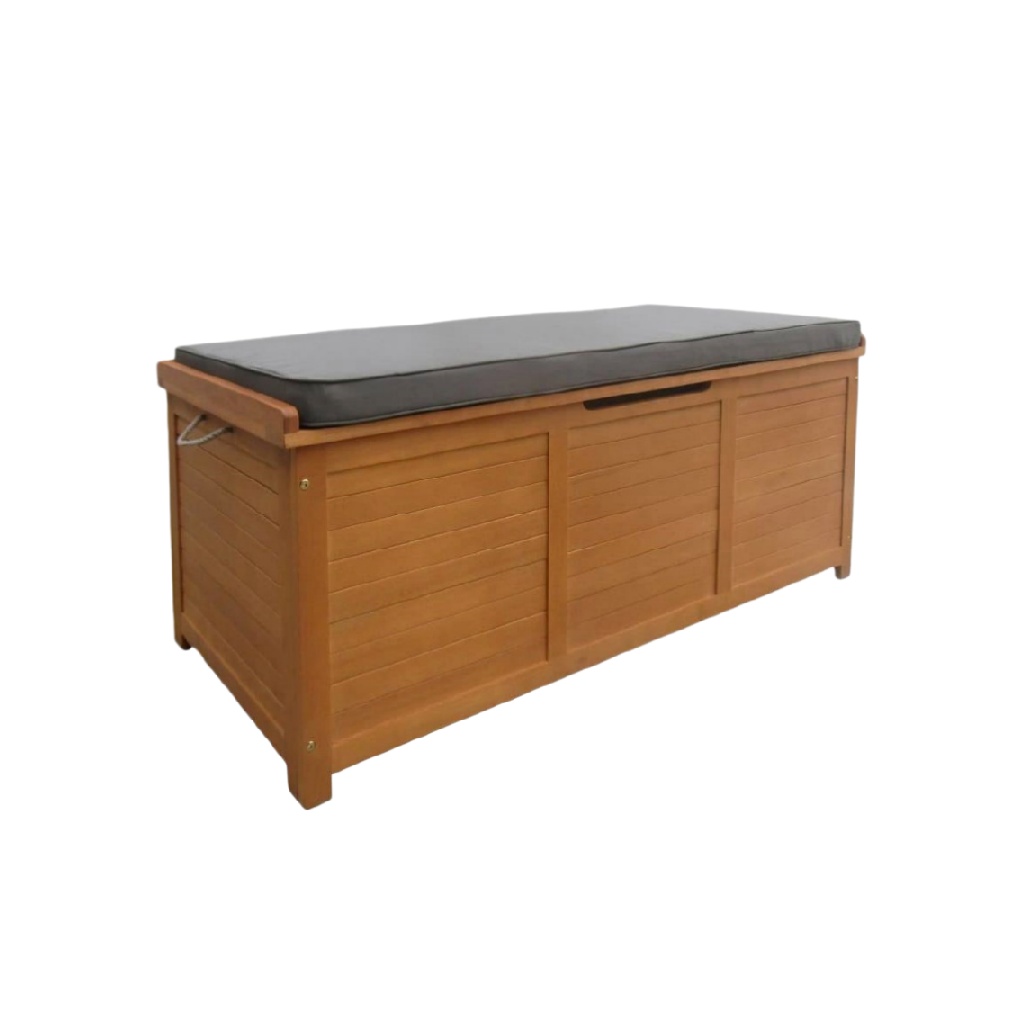 Coffre de rangement extérieur en bois avec coussin - 150 x 60 x 75-boitepure.com