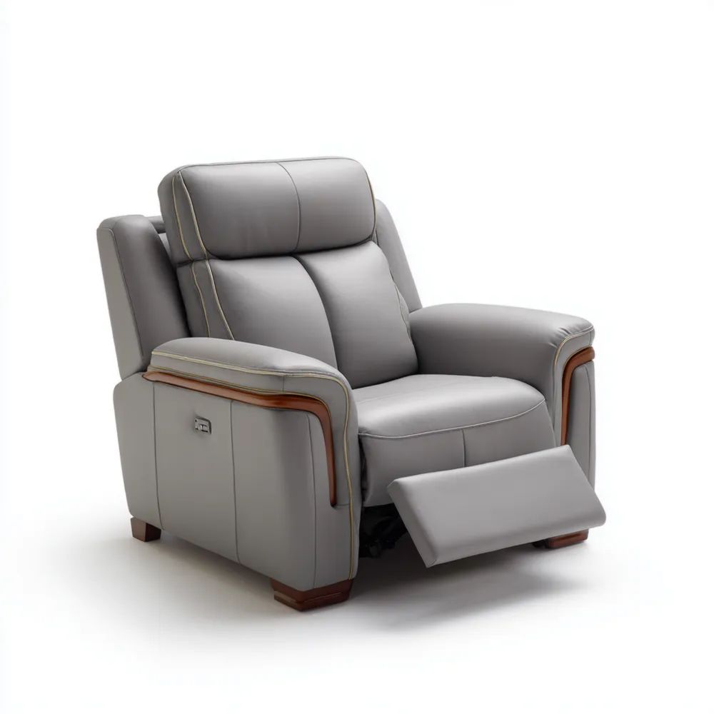 Entspannungsstuhl Leder 90x85x100 cm - Grau - Modernes Design