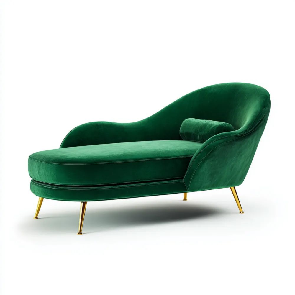 Chaise Longue Samt 160x85x75 cm – Smaragdgrün – Modernes Design