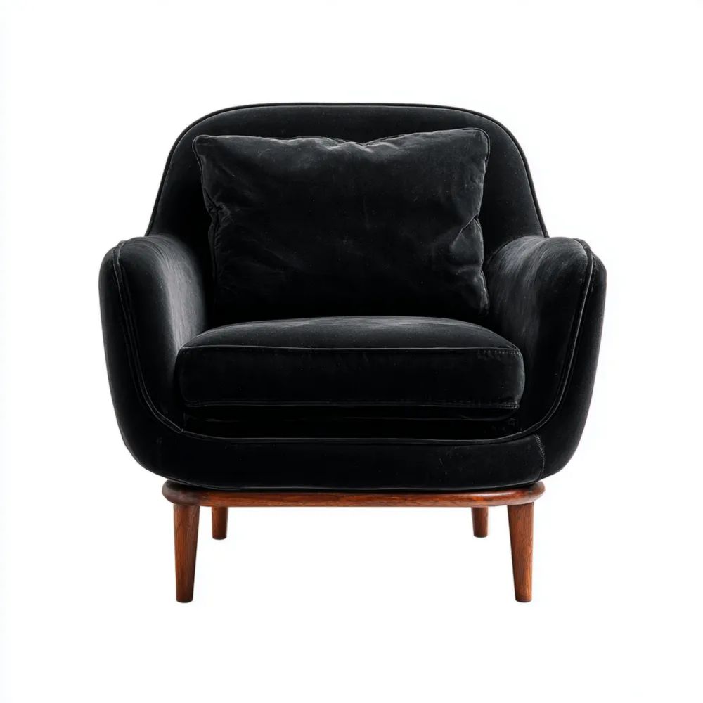 Sessel Samt 75x85x90 cm – Schwarz – Retro-Stil