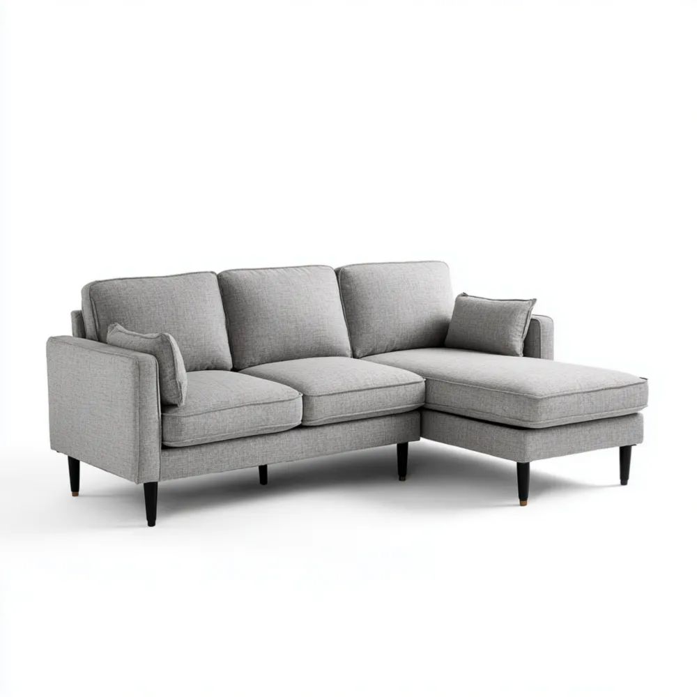 Ecksofa Stoffpolsterung 250x160x90 cm – Hellgrau – Modernes Design