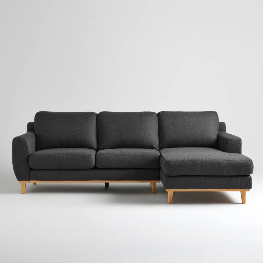 Ecksofa Stoff 250x150x85 cm – Dunkelgrau – Modernes Design