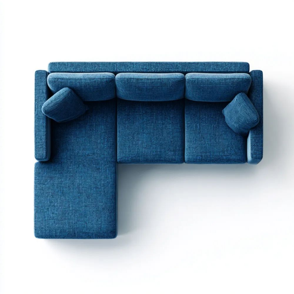Ecksofa Stoff 250x150x80 cm - Blau - Modernes Design