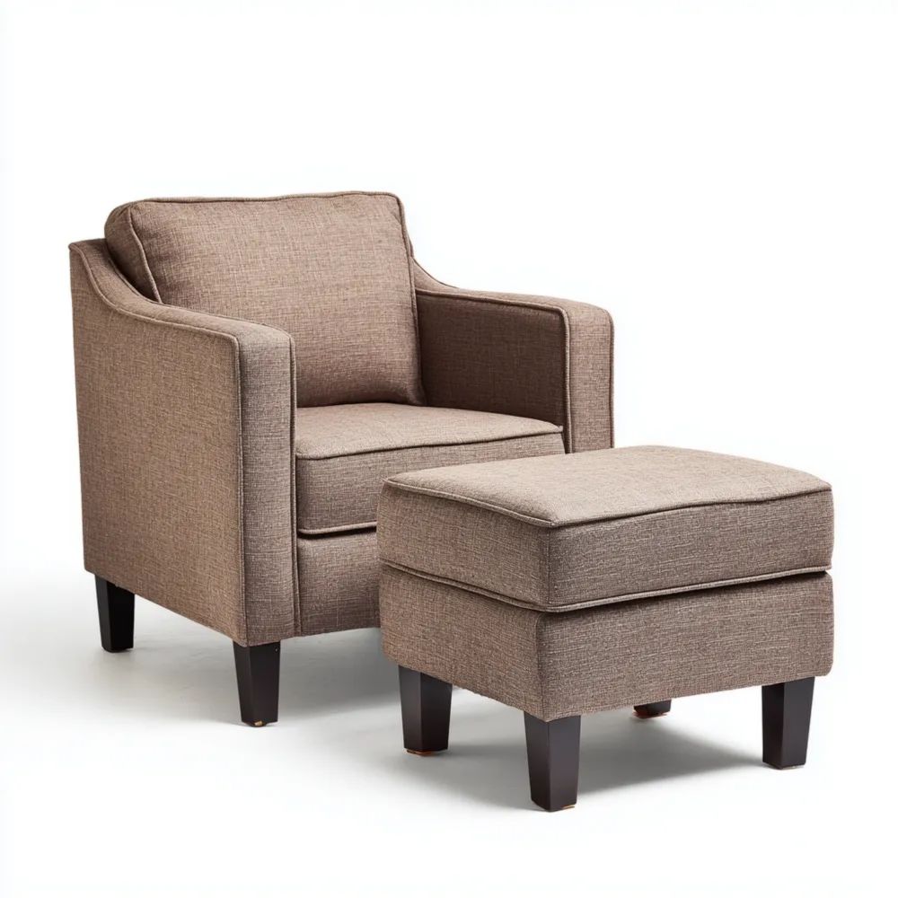 Sessel mit Hocker 80x85x90 cm Leinenoptik Braun - Zeitloses Design