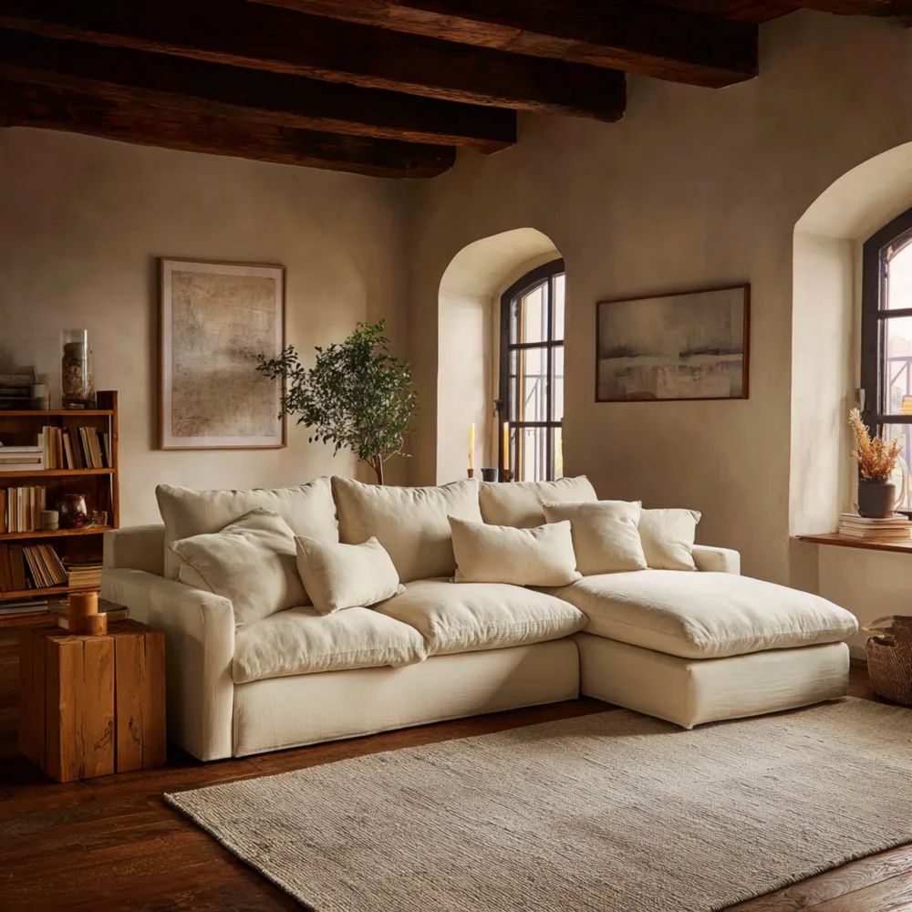 Ecksofa Stoff 280x160x85 cm – Beige – Moderner Stil