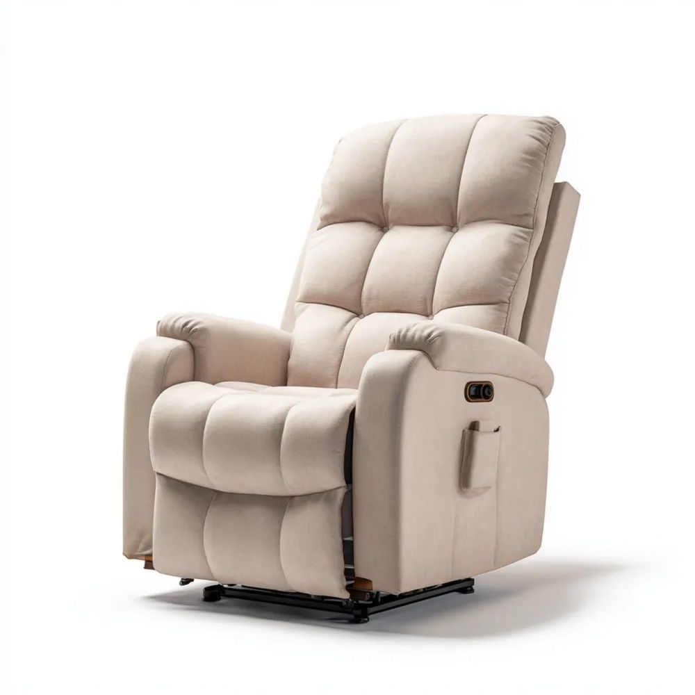 Relaxsessel Polster 88x90x110 cm – Beige – Verstellbare Rückenlehne