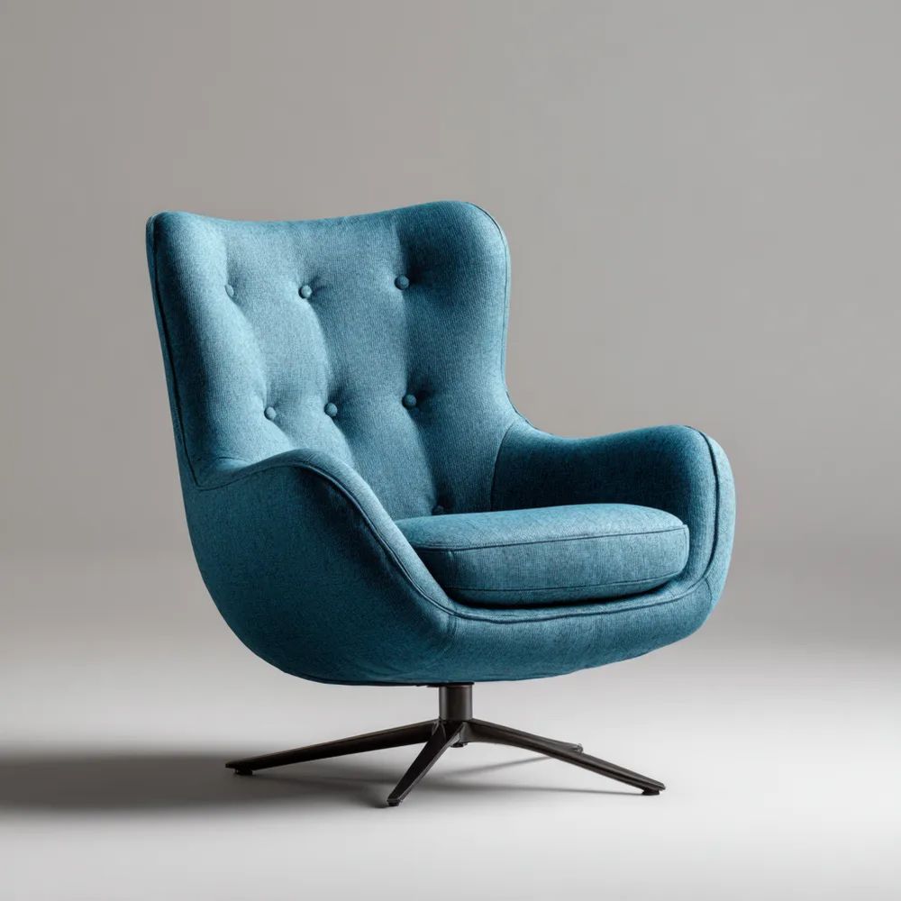 Drehbarer Sessel Stoff Türkis – Modernes Design 80x75x90 cm