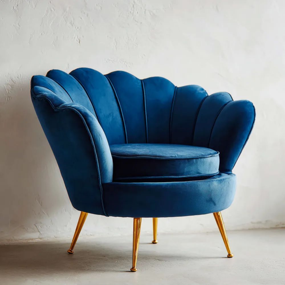 Art Deco Sessel Samt 80x75x85 cm – Blau