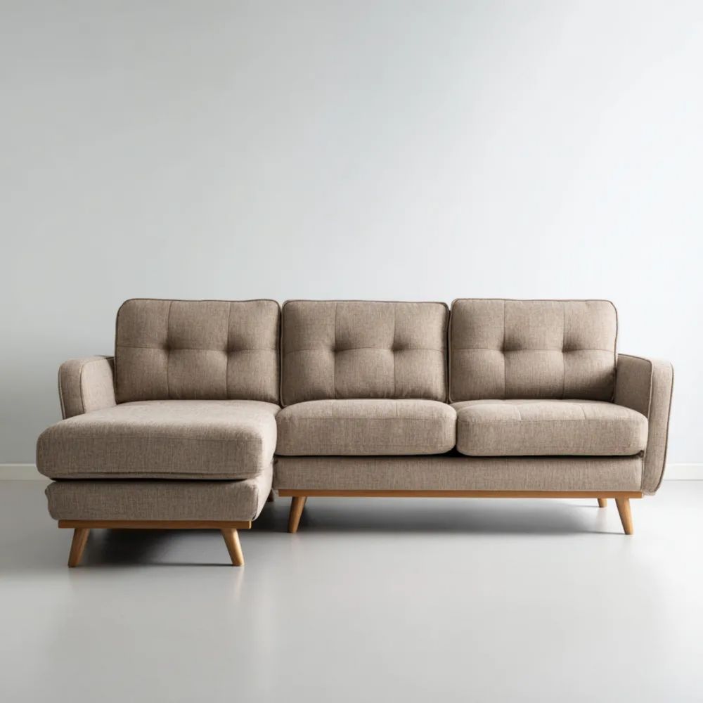 Ecksofa Stoff 250x85x95 cm – Beige – Skandinavisches Design
