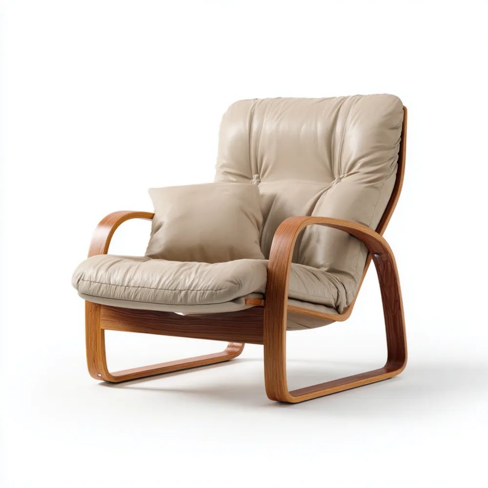 Sessel Leder 90x85x95 cm - Beige - Modernes Design