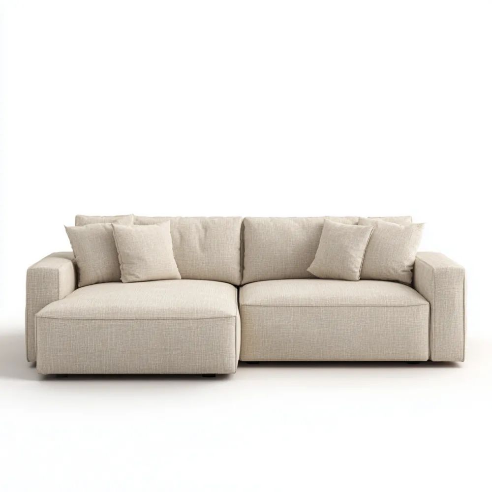 Ecksofa Stoffpolsterung 250x150x80 cm – Beige – Modernes Design