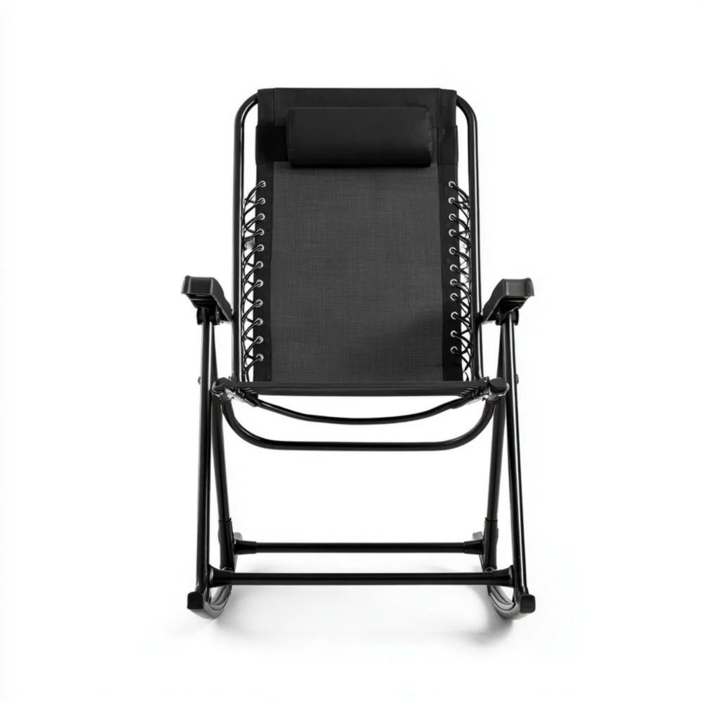 Schaukelstuhl Klappbar Textilgewebe 110xN/Ax45 cm Schwarz – Ergonomisches Design