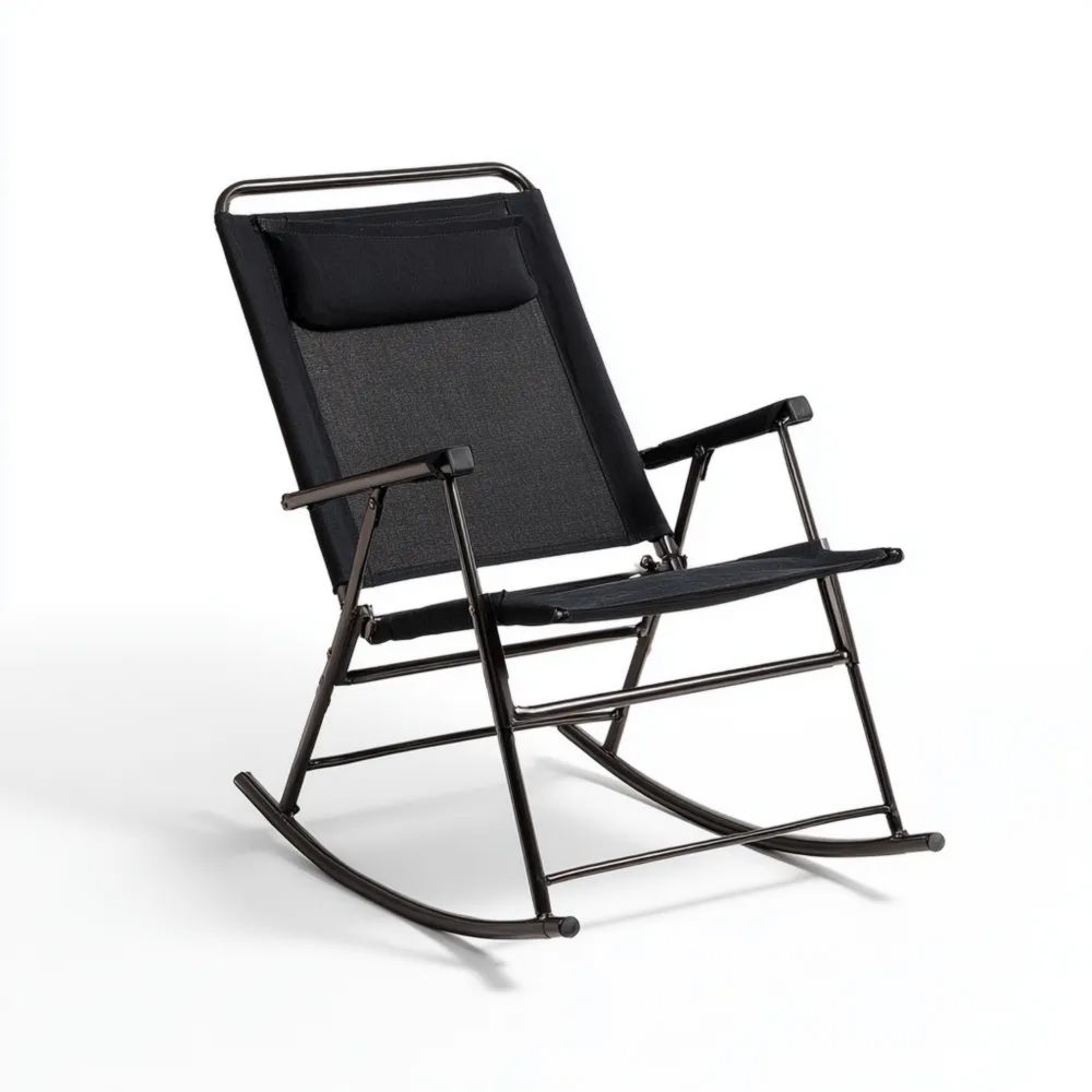 Schaukelstuhl aus Metall mit Textilgewebe 55x45x95 cm - Schwarz