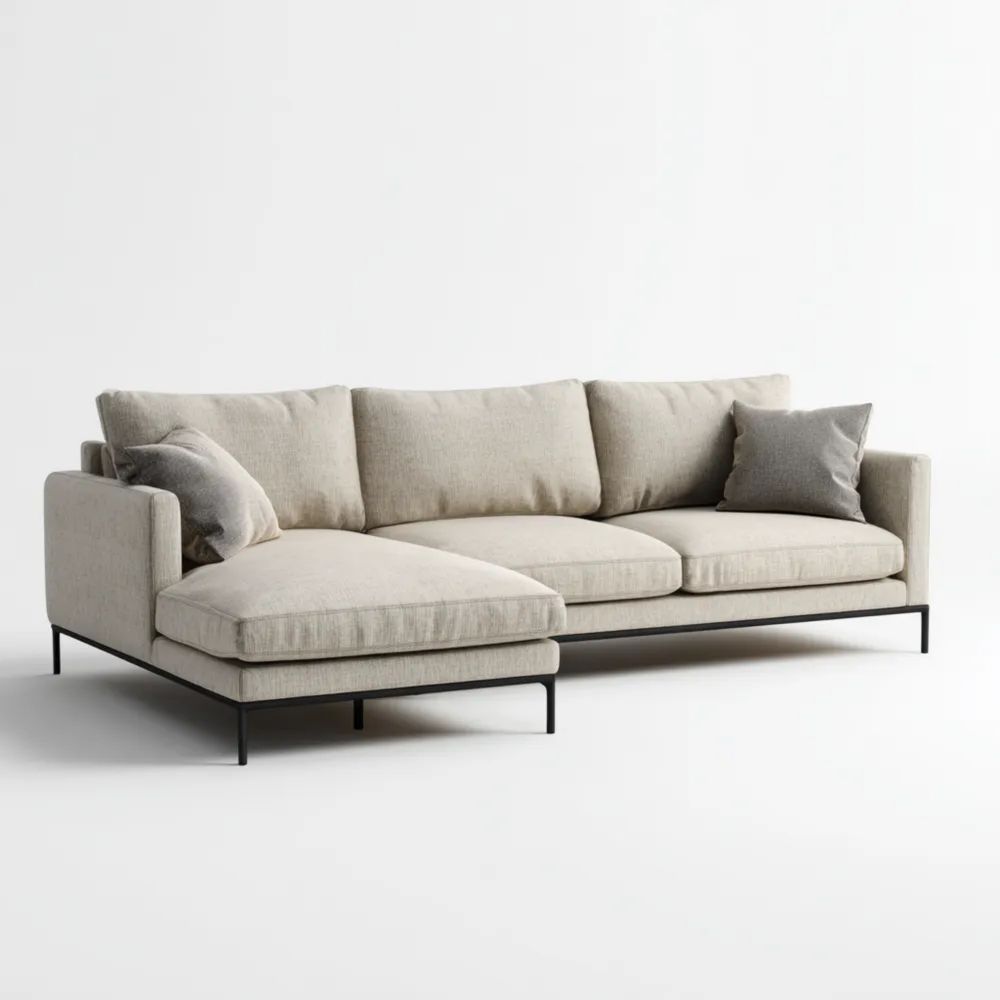 Ecksofa Stoff 300x160x90 cm – Beige – Modernes Design