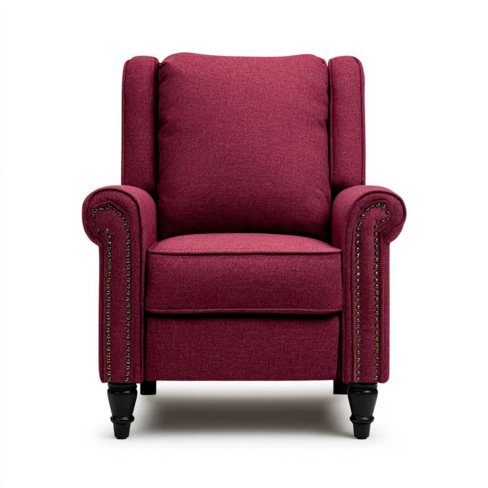 Ohrensessel Textil 80x90x100 cm - Bordeauxrot - Klassisches Design