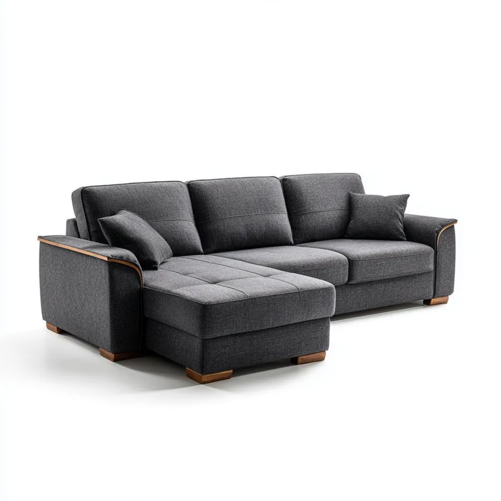 Ecksofa Stoff 250x160x90 cm – Dunkelgrau – Modernes Design