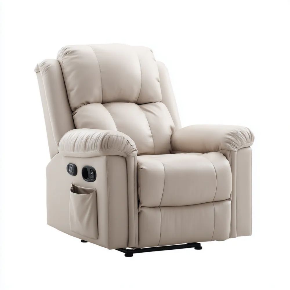 Relaxsessel Kunstleder Beige – Verstellbare Rückenlehne – Komfortdesign (90x95x100 cm)