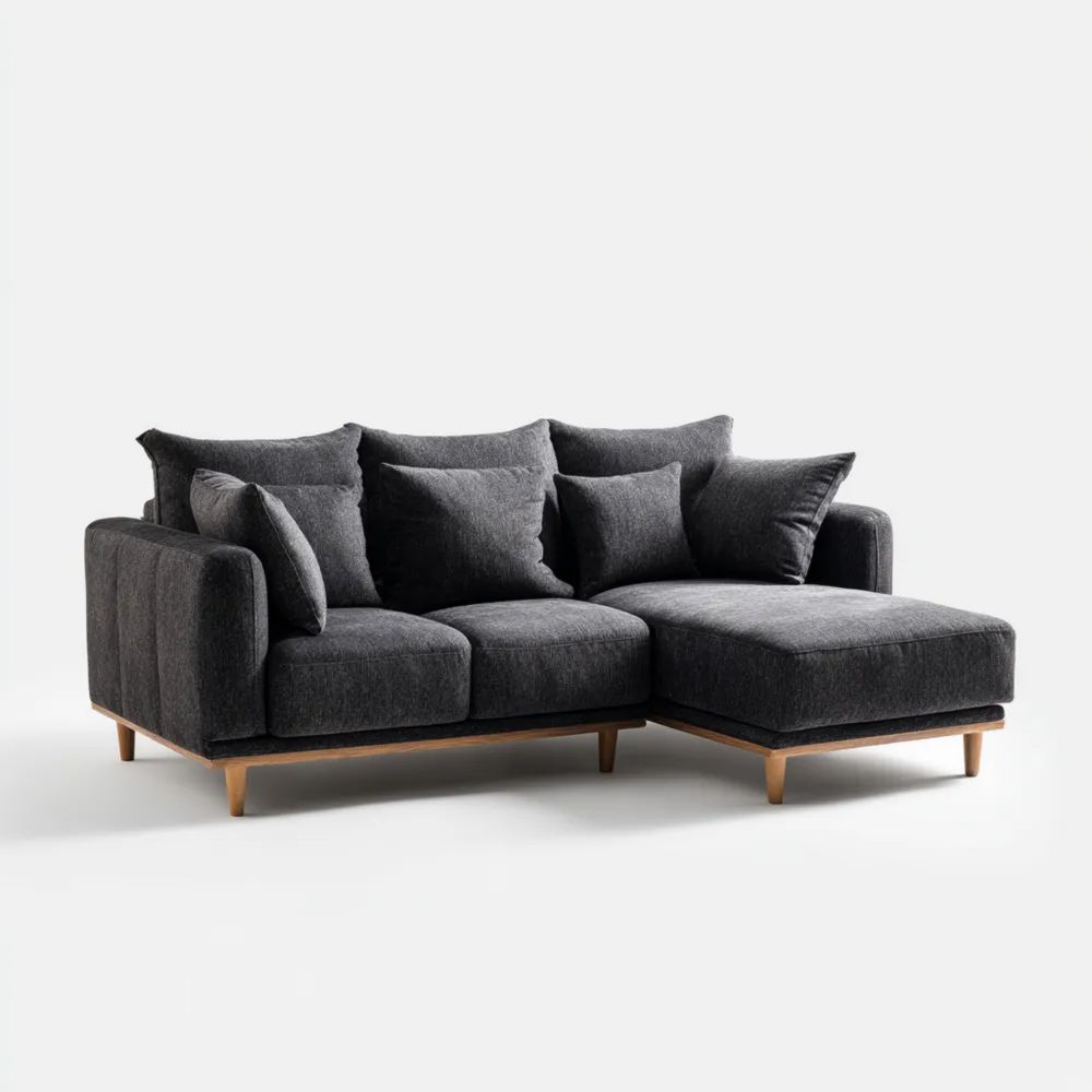 Ecksofa Stoff 240x160x75 cm - Dunkelgrau - Modernes Design