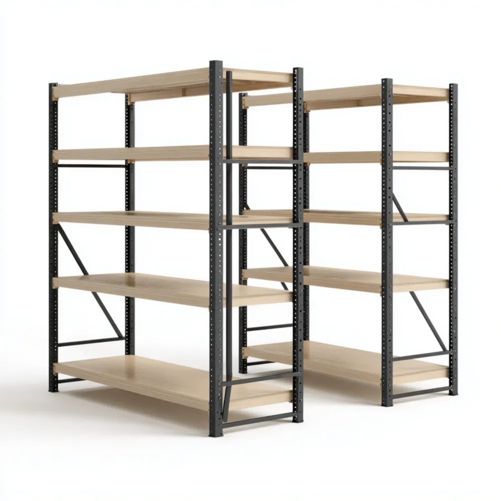 Lagerregale 200x100x60 cm - Metallgestell Holzregale - Industrielles Design