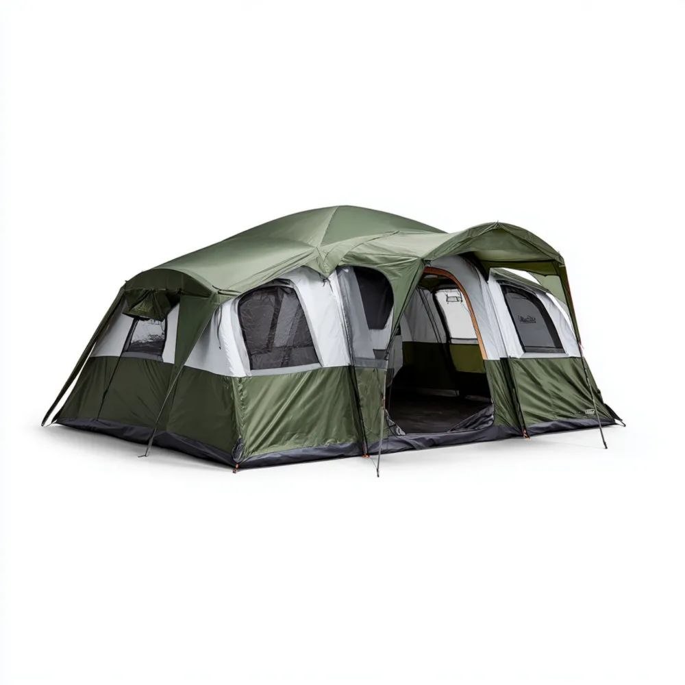 Outdoor-Zelt 12 Personen Polyester 610x240x210 cm – Grün/Weiß – Wasserdicht