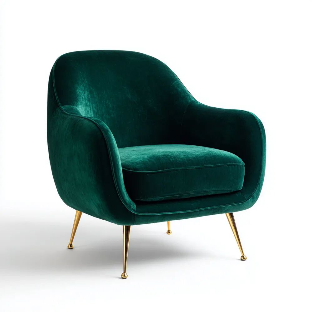 Sessel Samt 80x85x90 cm - Dunkelgrün - Modernes Design