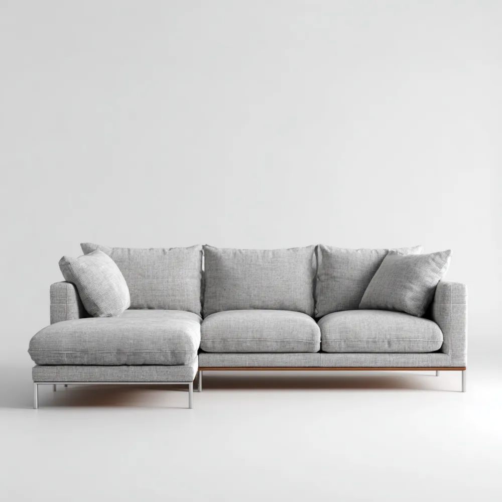 Ecksofa Stoff 200x85x90 cm - Hellgrau - Moderner Stil