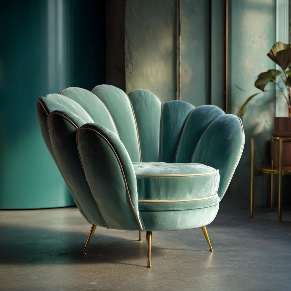 Sessel Samtstoff 70x80x85 cm – Türkis – Art Deco Stil