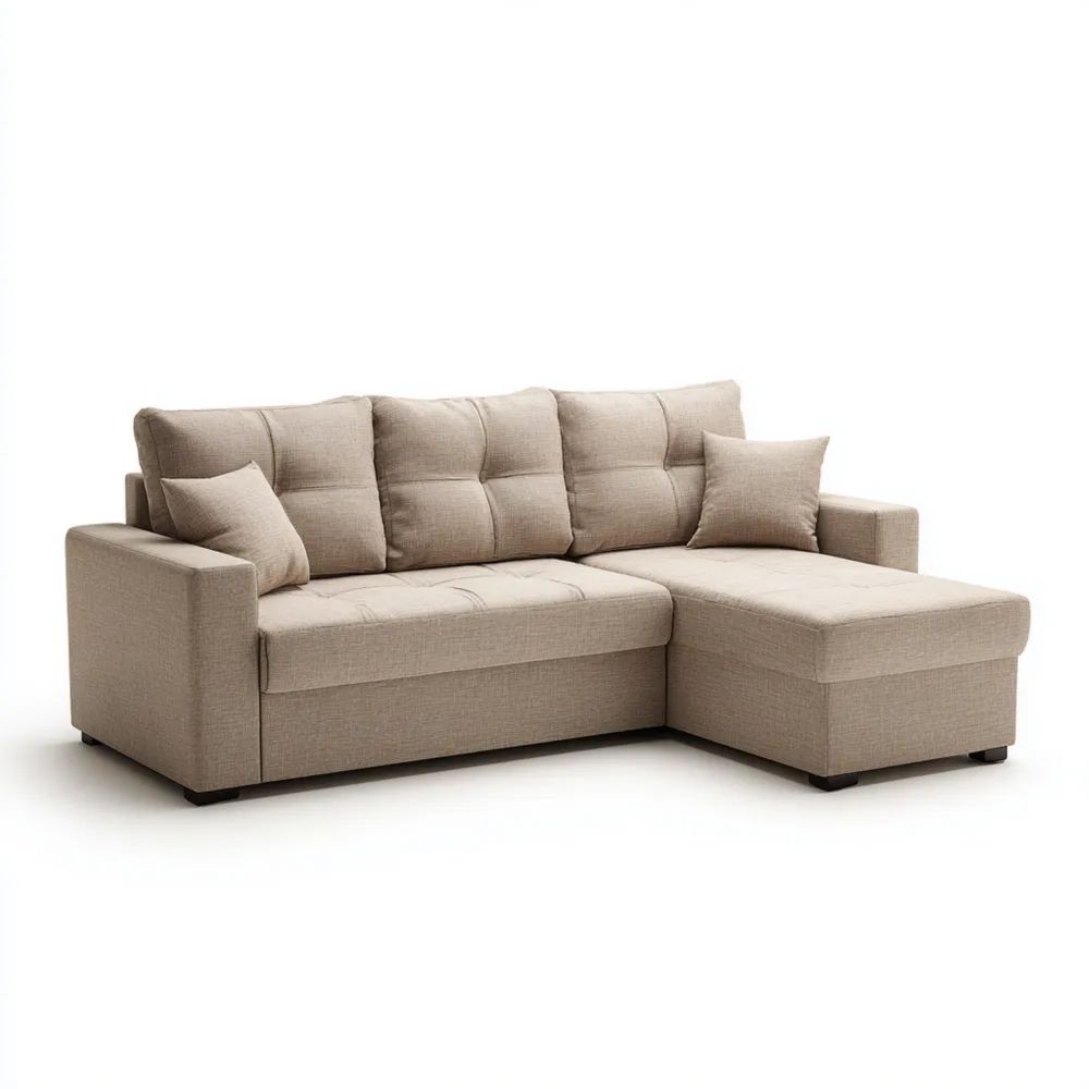Ecksofa 220x85x160 cm – Beige – Moderner Komfort Stoff