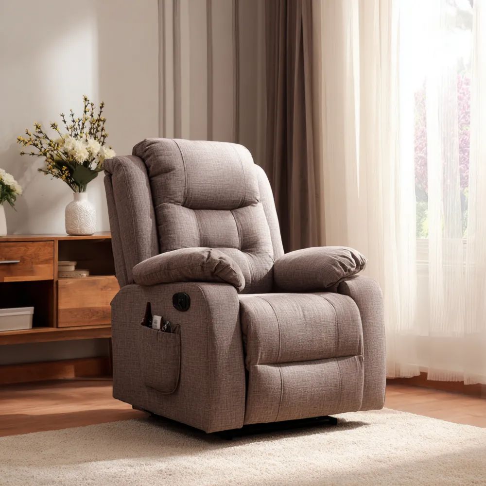 Relaxstuhl Stoffpolster 90x85x110 cm – Grau – Verstellbare Rückenlehne