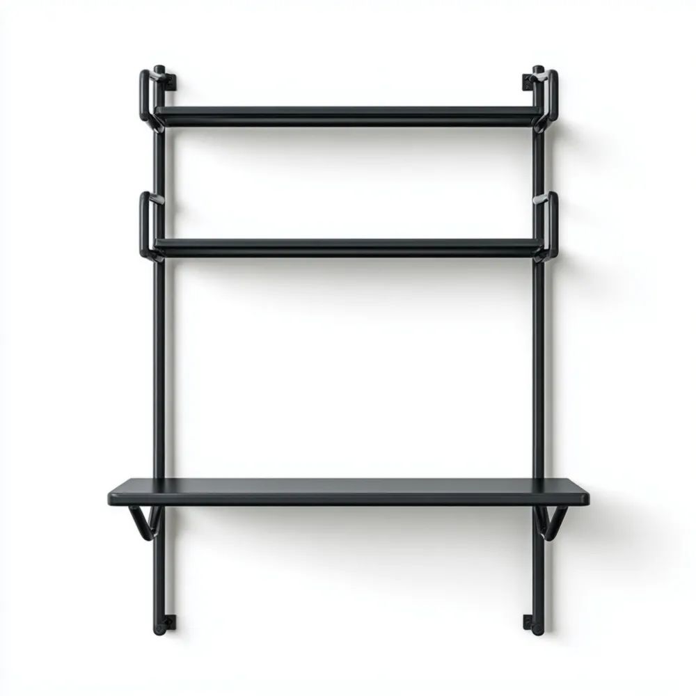 Wandregal Metall 60x20x80 cm - Schwarz - Modernes Design