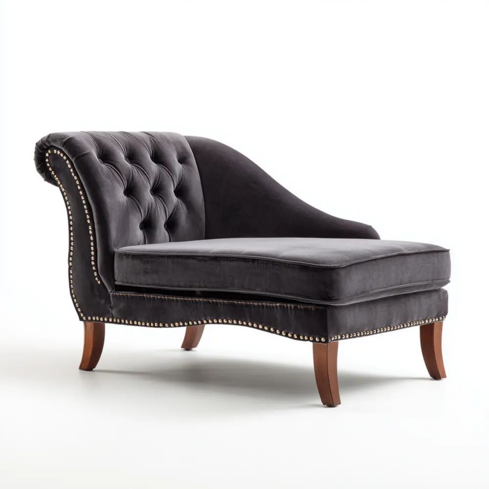 Chaiselongue Samtbezug 180x80x90 cm - Dunkelgrau - Klassisches Design
