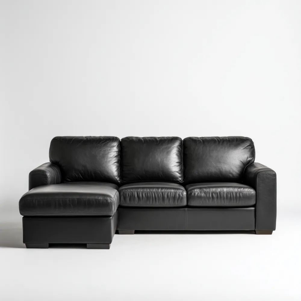 Ecksofa Leder 290x150x85 cm - Schwarz - Modernes Design