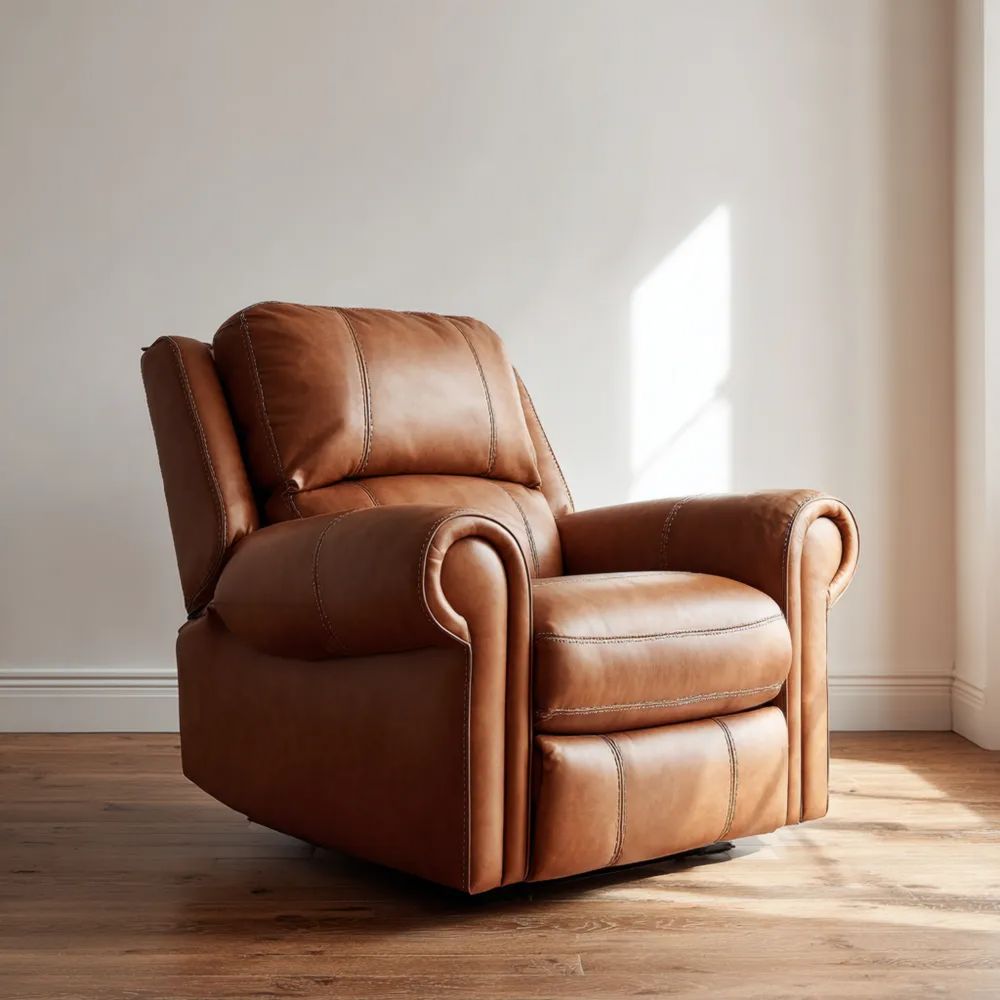 Liegesessel Leder 95x90x100 cm – Hellbraun – Klassisches Design