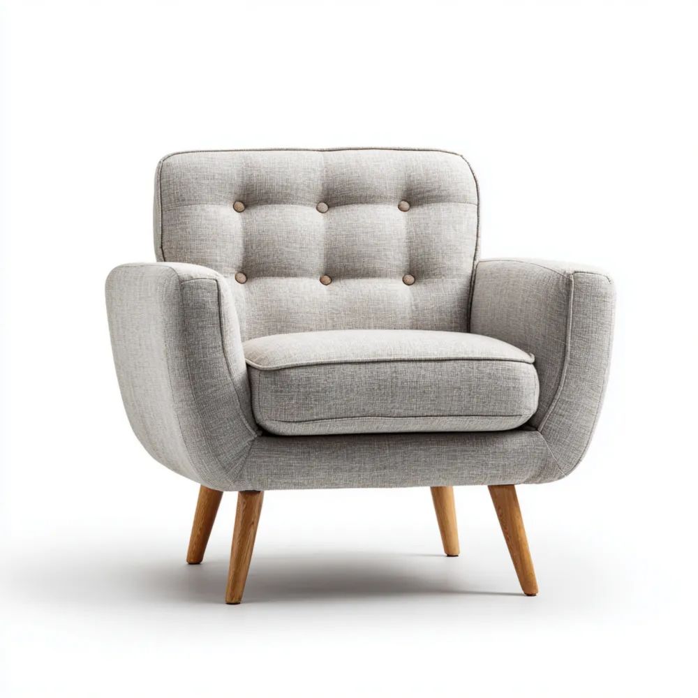 Moderner Sessel Leinenpolster 85x80x85 cm - Hellgrau