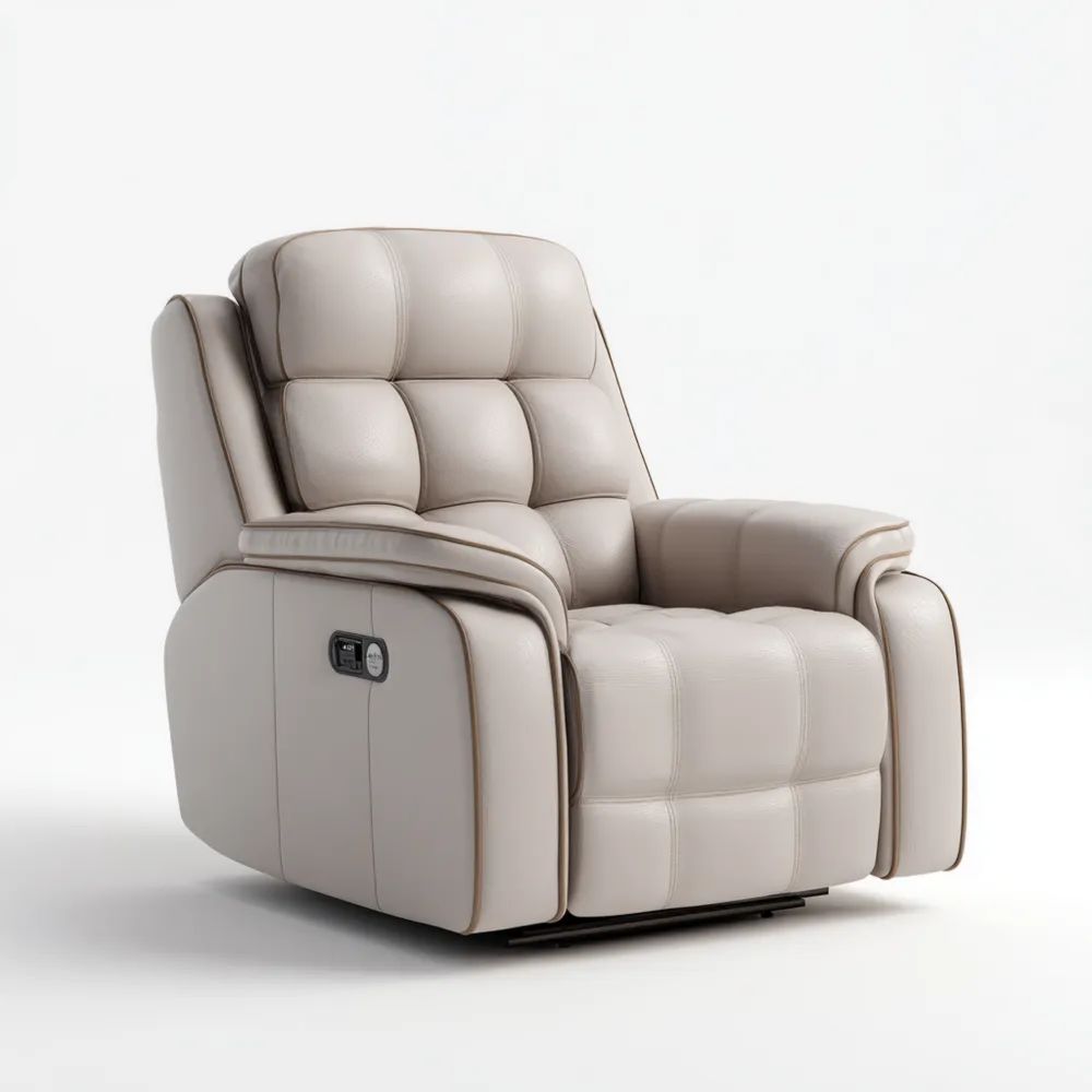 Relaxstuhl Leder 95x90x105 cm – Beige – Elektrisch verstellbar