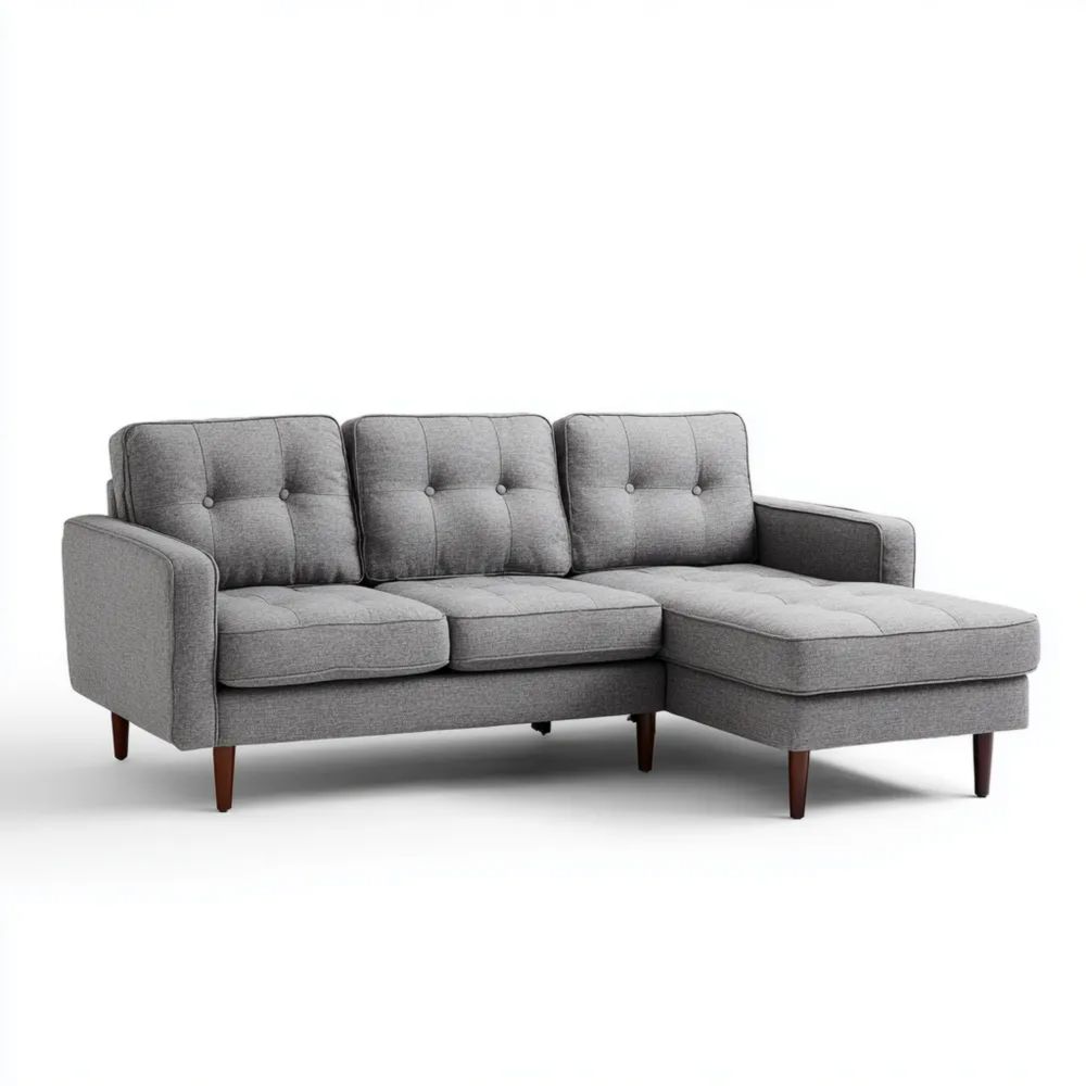 Ecksofa Stoff 220x150x85 cm - Hellgrau - Moderner Stil