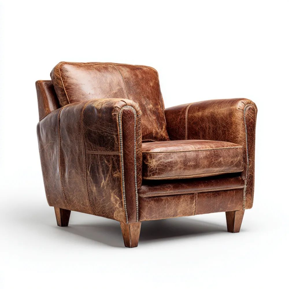 Ledersessel Vintage Design Braun 85x90x75 cm