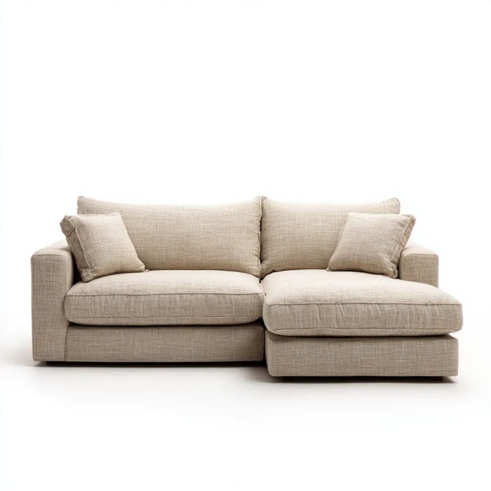 Ecksofa Leinenstoff 200x90x85 cm – Beige – Modernes Design