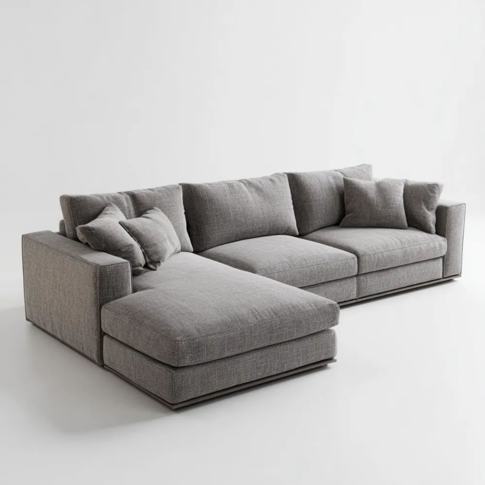 Modernes Ecksofa Set Stoffpolsterung 250x160x90 cm – Hellgrau