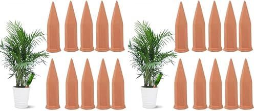 10 Pack Terracotta Plant Watering Spikes, Automatic Self Watering Stakes for Wine Bottles, Vacation Plant Watering Devices for Indoor & Outdoor Plants