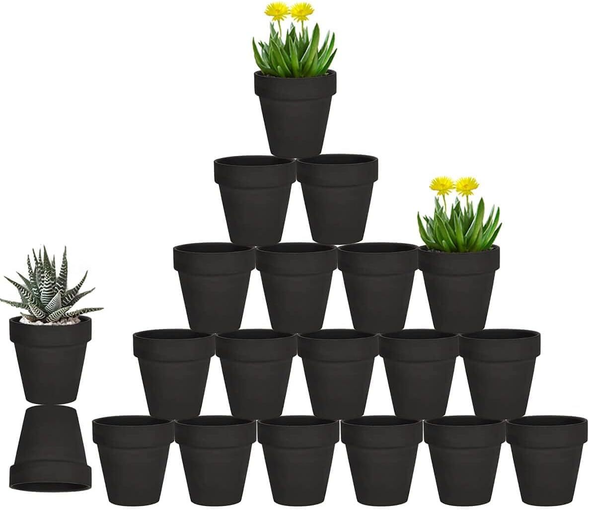 20 Pack 3 Inch Terracotta Clay Pots with Drainage Holes, Small Flower Pots & Succulent Nursery Planters for Plants, Crafts and Wedding Favors