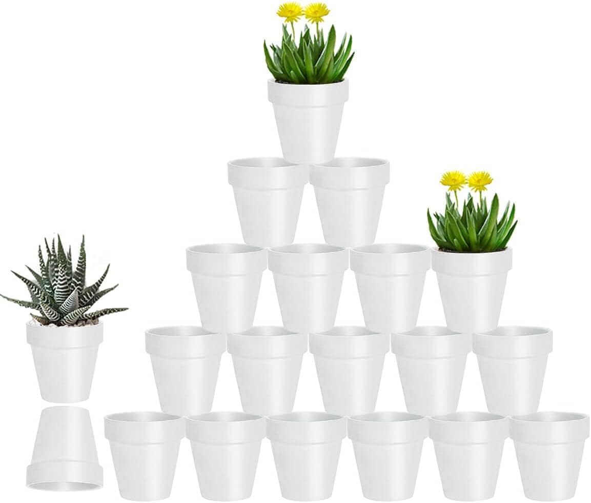 20 Pack 3 Inch Terracotta Clay Pots with Drainage Holes, Small Flower Pots & Succulent Nursery Planters for Plants, Crafts and Wedding Favors